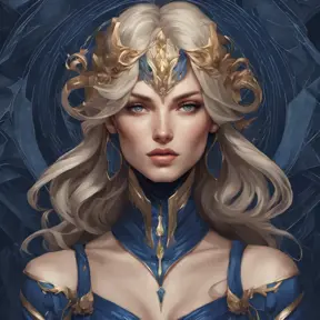 Alluring matte portrait of the beautiful Kayle in dark blue, 8k, Highly Detailed, Intricate, Realistic, Sharp Focus, Volumetric Lighting, Fantasy, Elegant by Stanley Artgerm Lau, Alphonse Mucha, WLOP, Stefan Kostic