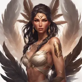 Alluring matte portrait of a beautiful Nidalee wearing feathers, 8k, Highly Detailed, Intricate, Half Body, Realistic, Sharp Focus, Volumetric Lighting, Fantasy, Elegant by Stanley Artgerm Lau, Alphonse Mucha, WLOP