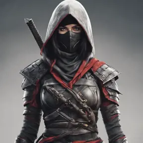 Alluring highly detailed matte portrait of beautiful female ninja wearing Assassin Creed armor in the style of Stefan Kostic, 8k, High Definition, Highly Detailed, Intricate, Half Body, Realistic, Sharp Focus, Fantasy, Elegant