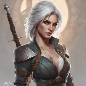 Alluring matte portrait of a beautiful Ciri in The WItcher3 style, 8k, Highly Detailed, Intricate, Half Body, Realistic, Sharp Focus, Volumetric Lighting, Fantasy, Elegant by Stanley Artgerm Lau, Alphonse Mucha, WLOP