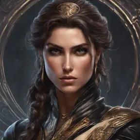 Alluring matte portrait of a beautiful Kassandra wearing black leather, 8k, Highly Detailed, Intricate, Half Body, Realistic, Sharp Focus, Volumetric Lighting, Fantasy, Elegant by Stanley Artgerm Lau, Alphonse Mucha, WLOP