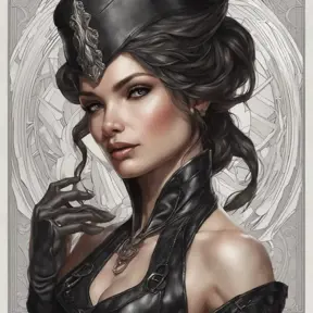 Alluring matte portrait of a beautiful Bel'veth wearing black leather, 8k, Highly Detailed, Intricate, Half Body, Realistic, Sharp Focus, Volumetric Lighting, Fantasy, Elegant by Stanley Artgerm Lau, Alphonse Mucha, WLOP