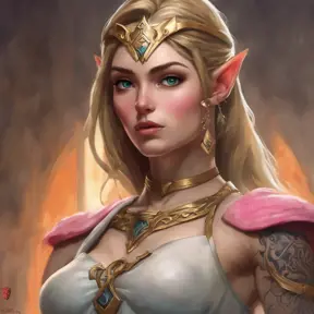 Matte portrait of Princess Zelda with tattoos, 8k, Highly Detailed, Powerful, Alluring, Artstation, Magical, Digital Painting, Photo Realistic, Sharp Focus, Volumetric Lighting, Concept Art by Stanley Artgerm Lau, Greg Rutkowski