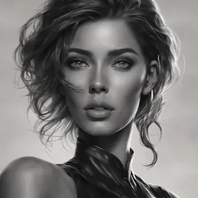 Alluring matte portrait of a beautiful A2 in black leather in the style of Stefan Kostic, 8k, Highly Detailed, Intricate, Half Body, Realistic, Sharp Focus, Volumetric Lighting, Fantasy, Elegant by Stanley Artgerm Lau, WLOP