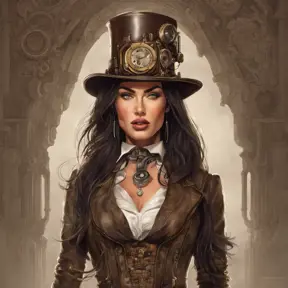 Steampunk portrait of Megan Fox, Highly Detailed, Intricate, Artstation, Beautiful, Digital Painting, Sharp Focus, Concept Art, Elegant