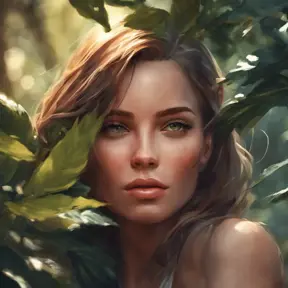 Closeup of a gorgeous female in foliage and the style of stefan kostic, 8k, High Definition, Digital Illustration, Bokeh effect, Photo Realistic, Sharp Focus by Stanley Artgerm Lau