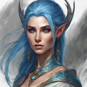 D&D concept art of gorgeous elven woman with blue hair in the style of Stefan Kostic, 8k, High Definition, Highly Detailed, Intricate, Half Body, Realistic, Sharp Focus, Fantasy, Elegant by Stanley Artgerm Lau, Luis Ricardo Falero