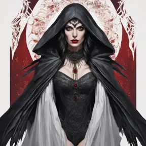 Alluring portrait of a beautiful raven black-haired veiled & caped vampire with sharp features and piercing eyes in the style of Stefan Kostic, 8k, High Definition, Highly Detailed, Intricate, Half Body, Realistic, Sharp Focus, Fantasy, Elegant