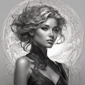 Alluring matte portrait of a beautiful A2 in black, 8k, Highly Detailed, Intricate, Half Body, Realistic, Sharp Focus, Volumetric Lighting, Fantasy, Elegant by Stanley Artgerm Lau, Alphonse Mucha, WLOP, Stefan Kostic