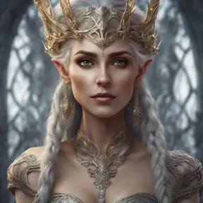 Alluring highly detailed matte portrait of a beautiful elf queen in the style of Stefan Kostic, 8k, High Definition, Highly Detailed, Intricate, Half Body, Realistic, Sharp Focus, Fantasy, Elegant