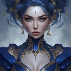 Alluring matte portrait of a fierce beautiful Lyx in dark blue, 8k, Highly Detailed, Intricate, Half Body, Realistic, Sharp Focus, Volumetric Lighting, Fantasy, Elegant by Stanley Artgerm Lau, WLOP, Stefan Kostic