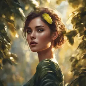 Closeup of a gorgeous female in foliage and the style of stefan kostic, 8k, High Definition, Digital Illustration, Bokeh effect, Photo Realistic, Sharp Focus by Stanley Artgerm Lau