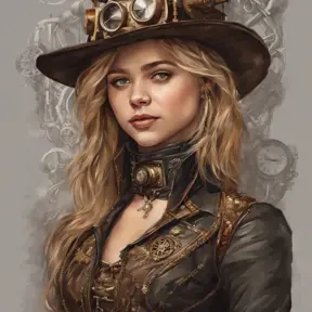 Steampunk portrait of Chloë Grace Moretz, Highly Detailed, Intricate, Artstation, Beautiful, Digital Painting, Sharp Focus, Concept Art, Elegant