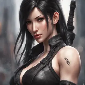 Alluring matte portrait of a beautiful Tifa Lockhart, 8k, Highly Detailed, Intricate, Half Body, Realistic, Sharp Focus, Volumetric Lighting, Fantasy, Elegant by Stanley Artgerm Lau, WLOP