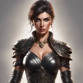 Alluring matte full body portrait of a beautiful Kassandra wearing black leather, 8k, Highly Detailed, Intricate, Realistic, Sharp Focus, Volumetric Lighting, Fantasy, Elegant by Stanley Artgerm Lau, WLOP