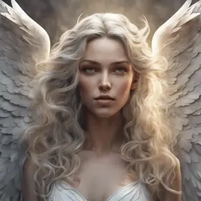 Alluring highly detailed matte portrait of a beautiful angel with shimmering hair in the style of Stefan Kostic, 8k, High Definition, Highly Detailed, Intricate, Half Body, Realistic, Sharp Focus, Fantasy, Elegant