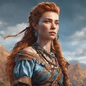 Alluring highly detailed matte portrait of a beautiful Aloy in the hills in the style of Stefan Kostic, 8k, High Definition, Highly Detailed, Intricate, Half Body, Realistic, Sharp Focus, Fantasy, Elegant