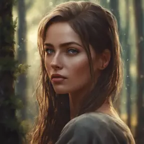 Closeup of a gorgeous female in a forest in the style of stefan kostic, 8k, High Definition, Digital Illustration, Bokeh effect, Photo Realistic, Sharp Focus by Stanley Artgerm Lau