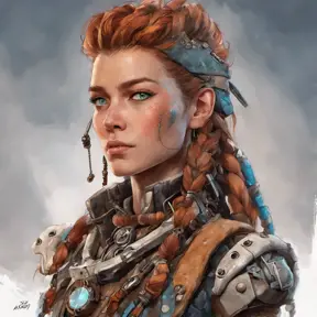 Steampunk portrait of Aloy from Horizon Zero Dawn, Highly Detailed, Intricate, Artstation, Beautiful, Digital Painting, Sharp Focus, Concept Art, Elegant