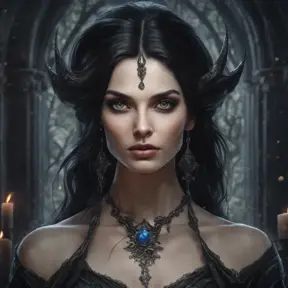 Alluring portrait of a beautiful gothic black haired sorceress in the style of Stefan Kostic, 8k, High Definition, Highly Detailed, Intricate, Half Body, Realistic, Sharp Focus, Fantasy, Elegant