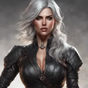 Alluring matte full body portrait of a beautiful Ciri wearing black leather, 8k, Highly Detailed, Intricate, Realistic, Sharp Focus, Volumetric Lighting, Fantasy, Elegant by Stanley Artgerm Lau, WLOP