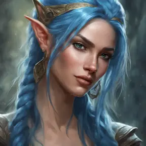 D&D concept art of gorgeous elven woman with blue hair in the style of Stefan Kostic, 8k, High Definition, Highly Detailed, Intricate, Half Body, Realistic, Sharp Focus, Fantasy, Elegant by Stanley Artgerm Lau, Luis Ricardo Falero