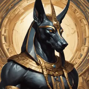 close up fierce looking egyptian god Anubis, 4k, Highly Detailed, Hyper Detailed, Powerful, Artstation, Vintage Illustration, Digital Painting, Sharp Focus, Smooth, Concept Art by Stanley Artgerm Lau, Alphonse Mucha, Greg Rutkowski