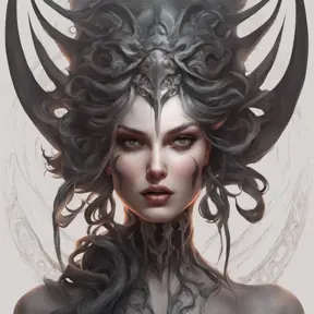 Alluring matte portrait of a beautiful Goddess of Death Hel, 4k, Highly Detailed, Hyper Detailed, Powerful, Artstation, Vintage Illustration, Digital Painting, Sharp Focus, Smooth, Concept Art by Stanley Artgerm Lau, Alphonse Mucha, Greg Rutkowski