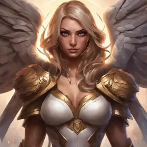 Matte portrait of Kayle from League of Legends with tattoos, 8k, Highly Detailed, Powerful, Alluring, Artstation, Magical, Digital Painting, Photo Realistic, Sharp Focus, Volumetric Lighting, Concept Art by Stanley Artgerm Lau, Alphonse Mucha, Greg Rutkowski