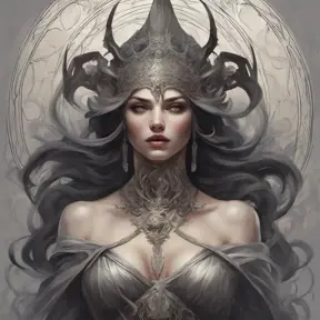 Alluring matte portrait of a beautiful Goddess of Death Hel, 4k, Highly Detailed, Hyper Detailed, Powerful, Artstation, Vintage Illustration, Digital Painting, Sharp Focus, Smooth, Concept Art by Stanley Artgerm Lau, Alphonse Mucha, Greg Rutkowski