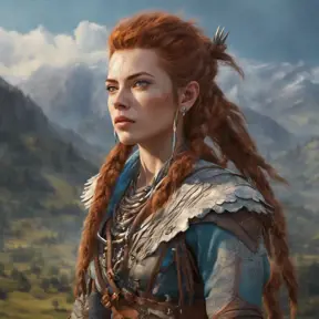 Alluring highly detailed matte portrait of a beautiful Aloy in the hills in the style of Stefan Kostic, 8k, High Definition, Highly Detailed, Intricate, Half Body, Realistic, Sharp Focus, Fantasy, Elegant