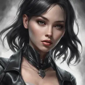 Alluring matte portrait of a beautiful A2 wearing black leather, 8k, Highly Detailed, Intricate, Half Body, Realistic, Sharp Focus, Volumetric Lighting, Fantasy, Elegant by Stanley Artgerm Lau, WLOP