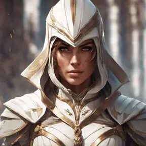 Alluring matte portrait of a fierce looking Kassandra in white Assassin's Creed armor, 8k, Highly Detailed, Intricate, Half Body, Realistic, Sharp Focus, Volumetric Lighting, Fantasy, Elegant by Stanley Artgerm Lau, Alphonse Mucha, WLOP