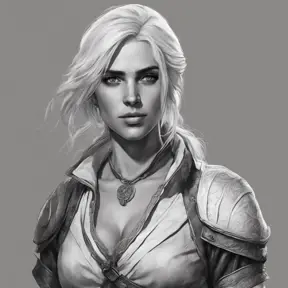 Black & White portrait of Ciri, Highly Detailed, Intricate, Artstation, Beautiful, Digital Painting, Sharp Focus, Concept Art, Elegant