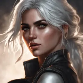 Alluring matte portrait of a beautiful Ciri wearing black leather, 8k, Highly Detailed, Intricate, Half Body, Realistic, Sharp Focus, Volumetric Lighting, Fantasy, Elegant by Stanley Artgerm Lau, WLOP