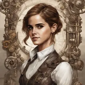 Steampunk portrait of Emma Watson, Highly Detailed, Intricate, Artstation, Beautiful, Digital Painting, Sharp Focus, Concept Art, Elegant