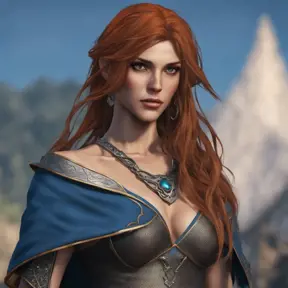 Alluring highly detailed matte close-up portrait of beautiful elf shani from witcher 3 wearing chainmail bikini and a blue cloak, 8k, High Definition, Highly Detailed, Intricate, Half Body, Realistic, Sharp Focus, Fantasy, Elegant