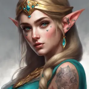 Matte portrait of Princess Zelda with tattoos, 8k, Highly Detailed, Powerful, Alluring, Artstation, Magical, Digital Painting, Photo Realistic, Sharp Focus, Volumetric Lighting, Concept Art by Stanley Artgerm Lau, Greg Rutkowski