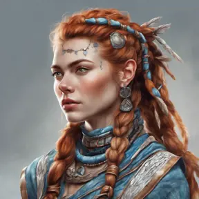 Alluring highly detailed matte portrait of a beautiful Aloy with shimmering hair in the style of Stefan Kostic, 8k, High Definition, Highly Detailed, Intricate, Half Body, Realistic, Sharp Focus, Fantasy, Elegant