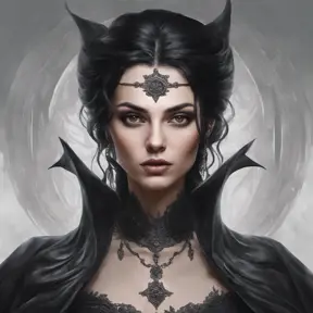 Alluring portrait of a beautiful gothic black haired caped witch in the style of Stefan Kostic, 8k, High Definition, Highly Detailed, Intricate, Half Body, Realistic, Sharp Focus, Fantasy, Elegant