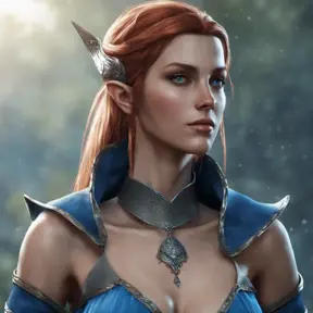 Alluring highly detailed matte close-up portrait of beautiful elf shani from witcher 3 wearing chainmail bikini and a blue cloak, 8k, High Definition, Highly Detailed, Intricate, Half Body, Realistic, Sharp Focus, Fantasy, Elegant