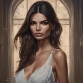 Alluring matte portrait of a beautiful Emily Ratajkowski in the style of Stefan Kostic, 8k, Highly Detailed, Intricate, Half Body, Realistic, Sharp Focus, Volumetric Lighting, Fantasy, Elegant by Stanley Artgerm Lau, Greg Rutkowski