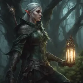 Elf hunter in a haunted forest, Highly Detailed, Intricate, Gothic, Volumetric Lighting, Fantasy, Dark by Stanley Artgerm Lau