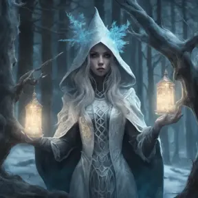 Ice mage in a haunted forest, Highly Detailed, Intricate, Gothic, Volumetric Lighting, Fantasy, Dark by Stanley Artgerm Lau