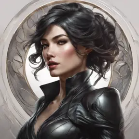 Alluring matte portrait of a beautiful Fiora wearing black leather, 8k, Highly Detailed, Intricate, Half Body, Realistic, Sharp Focus, Volumetric Lighting, Fantasy, Elegant by Stanley Artgerm Lau, Alphonse Mucha, WLOP, Stefan Kostic