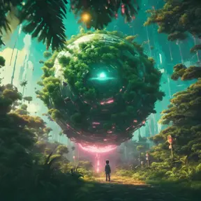 Studio ghibli, rocket explosion, jungle, solar, green technology, optimist future, 8k, Bokeh effect, Cinematic Lighting, Iridescence, Vibrant by Beeple, Dan Mumford, Greg Rutkowski, WLOP