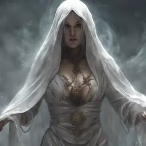 Veiled female necromancer, 8k, Gothic and Fantasy, Elden Ring, Photo Realistic, Dynamic Lighting by Stanley Artgerm Lau, Greg Rutkowski