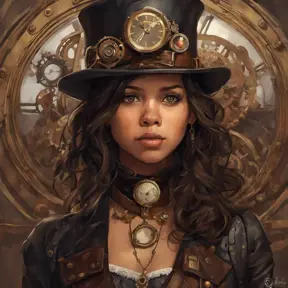 Steampunk portrait of Jenna Ortega, Highly Detailed, Intricate, Artstation, Beautiful, Digital Painting, Sharp Focus, Concept Art, Elegant