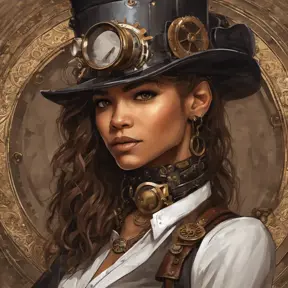 Steampunk portrait of Zendaya, Highly Detailed, Intricate, Artstation, Beautiful, Digital Painting, Sharp Focus, Concept Art, Elegant