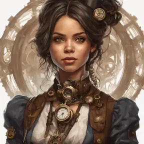 Steampunk portrait of Jenna Ortega, Highly Detailed, Intricate, Artstation, Beautiful, Digital Painting, Sharp Focus, Concept Art, Elegant